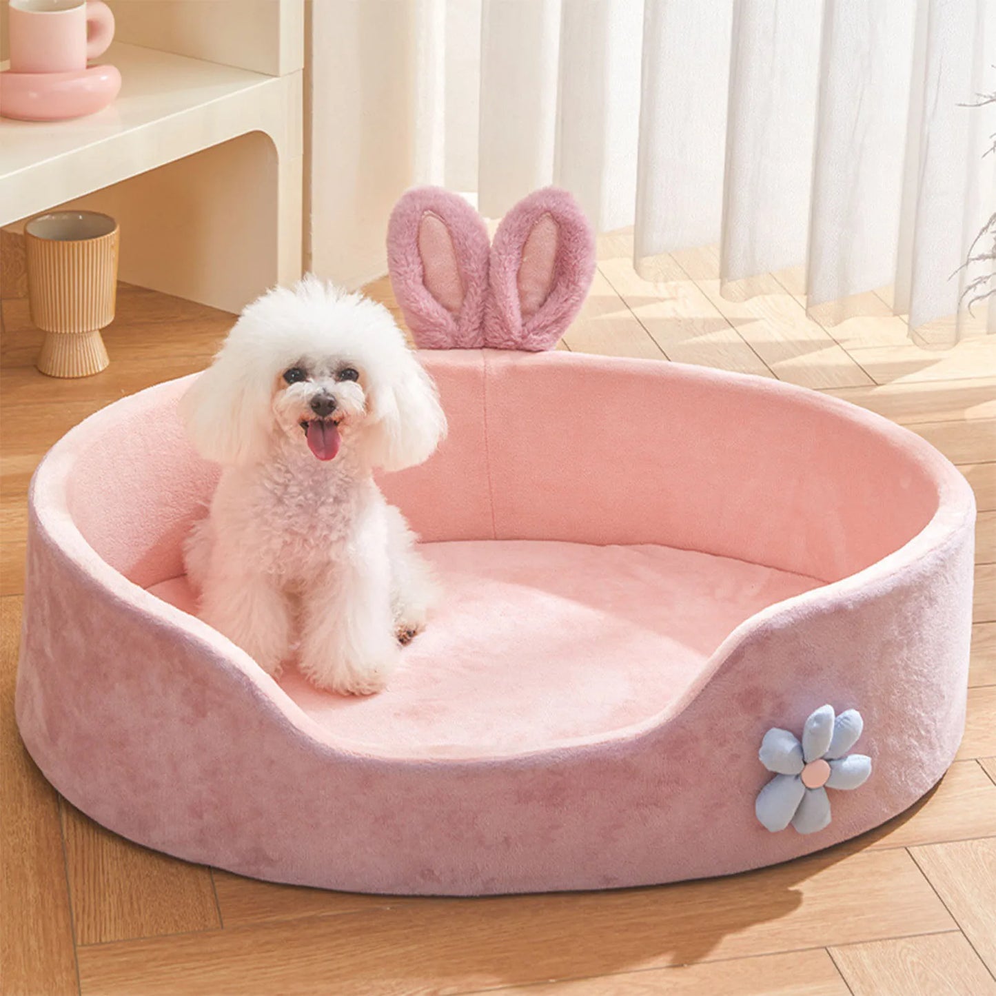 Warm and Soft Pink Pet Bed